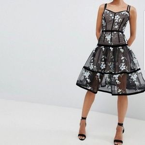 bronx and banco velvet flare dress